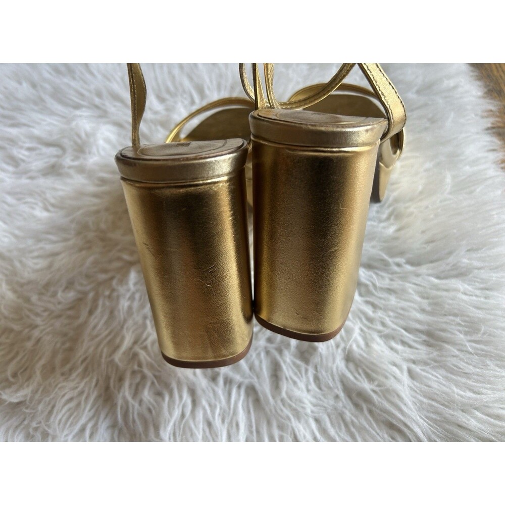 Zara Gold Platform Block Heel Sandals - Picture 7 of 14